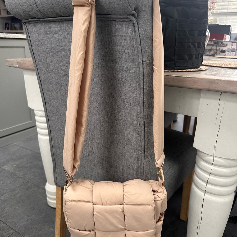 Quilted Crossbody Bag in Blush Beige